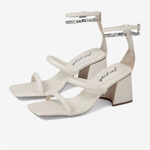 Free People White Strappy Y2K Square Toe Shoes Block Heel Sandals Size 38
